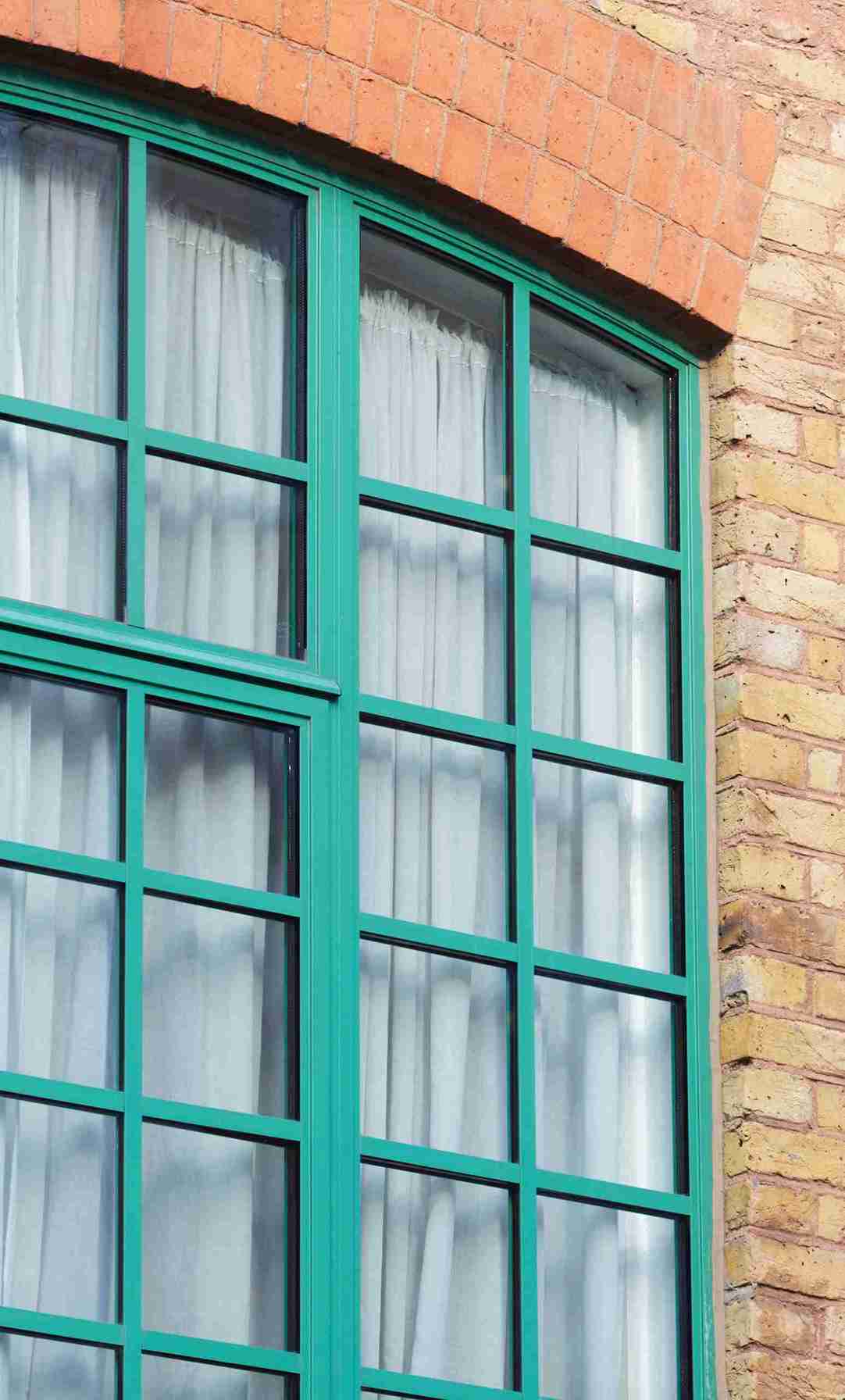 window with green frame